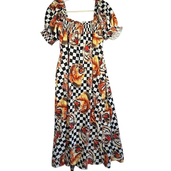 Dressed In Lala Palm Springs Smocked Dress in Lions, Tigers, Check Small $136 - Picture 3 of 5